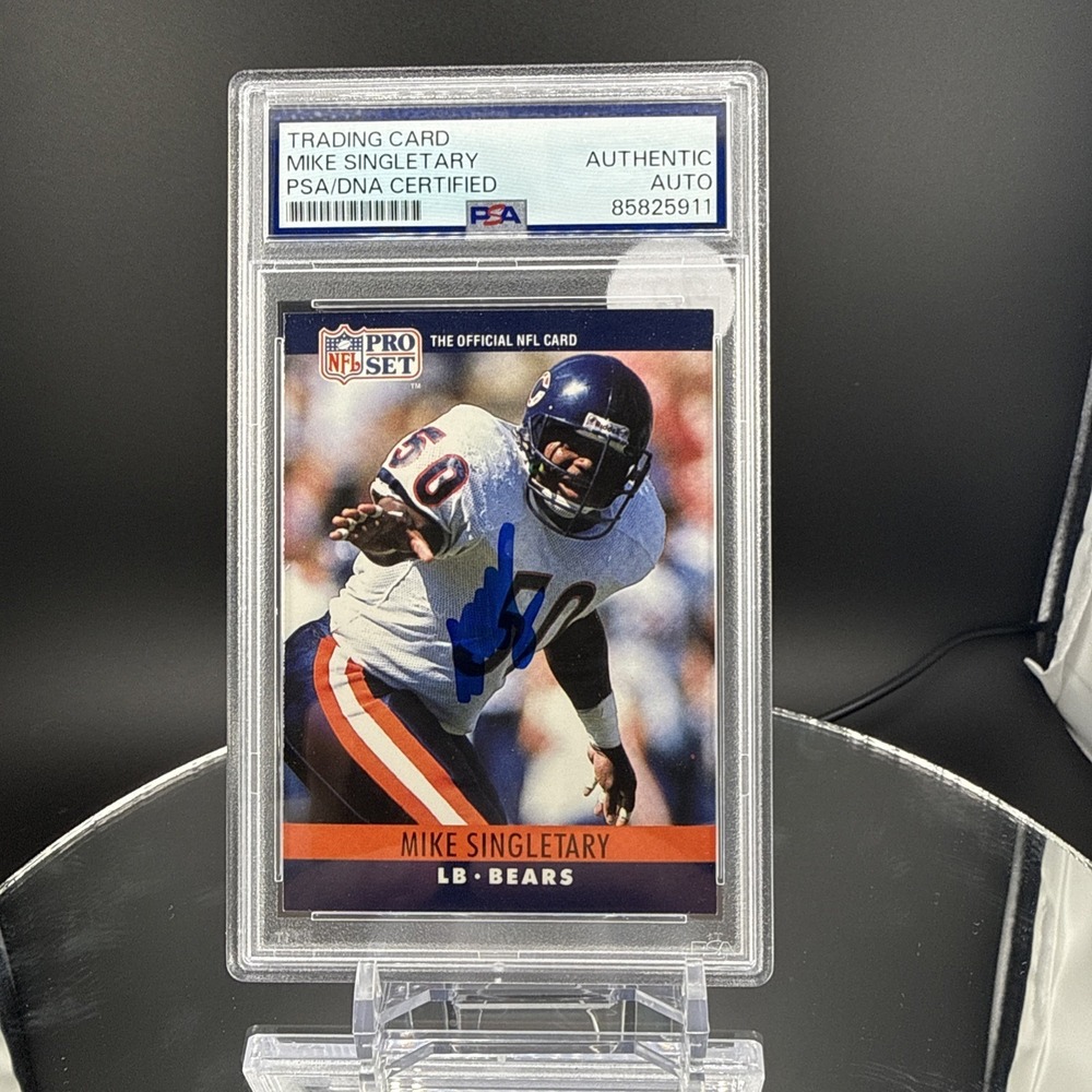 Mike Singletary BEARS 1990 Pro Set Card Signed Auto Beckett BAS Slabbed